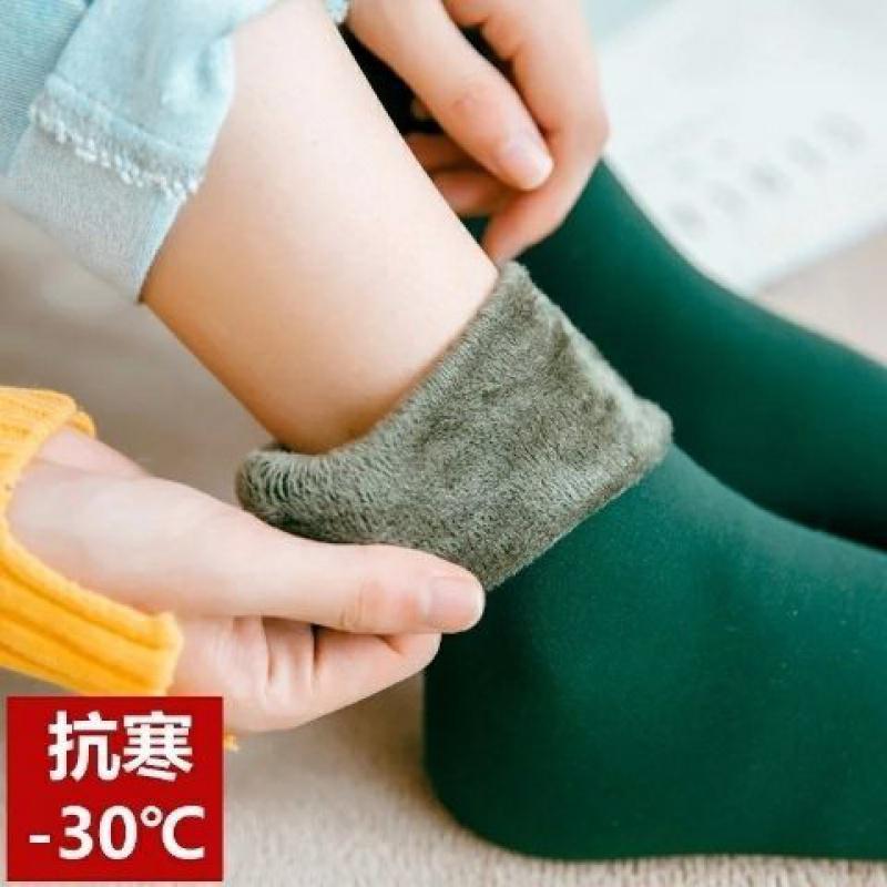 秋冬款袜子加绒加厚中筒保暖雪地袜肉色居家男女地板月子短袜潮威珺