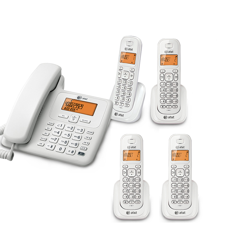 AT&T 34109 数字无绳电话机子母机 一拖四 白色