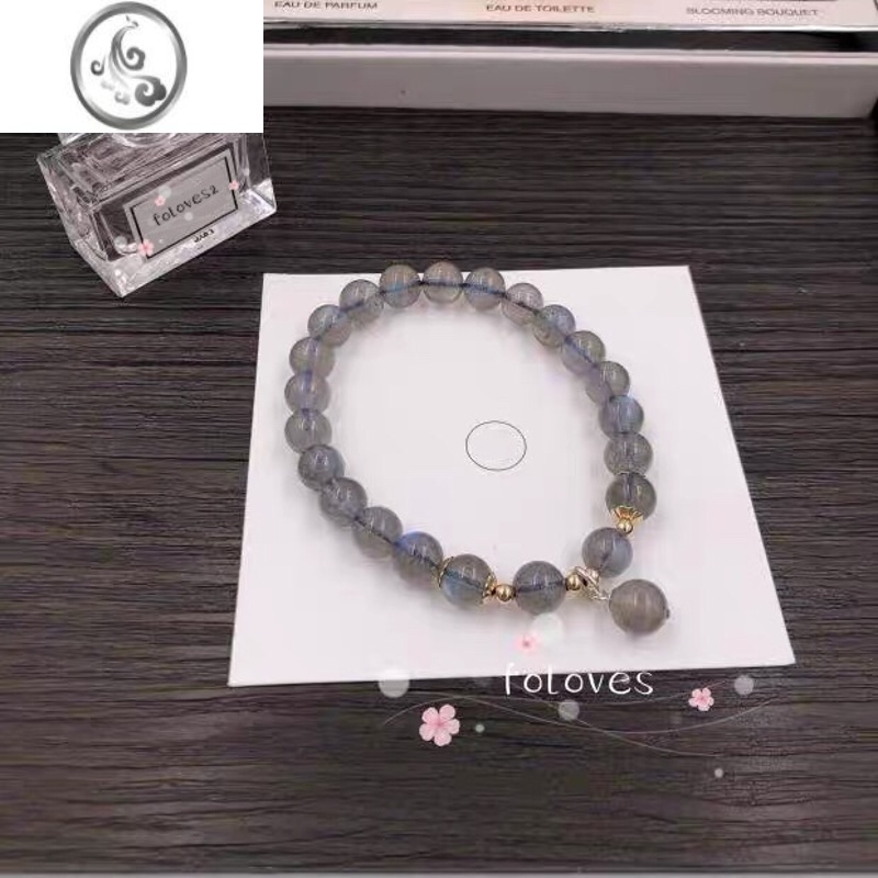 JiMi灰色月光石拉长石爱情守护石桃花手串水晶手链女高清大图