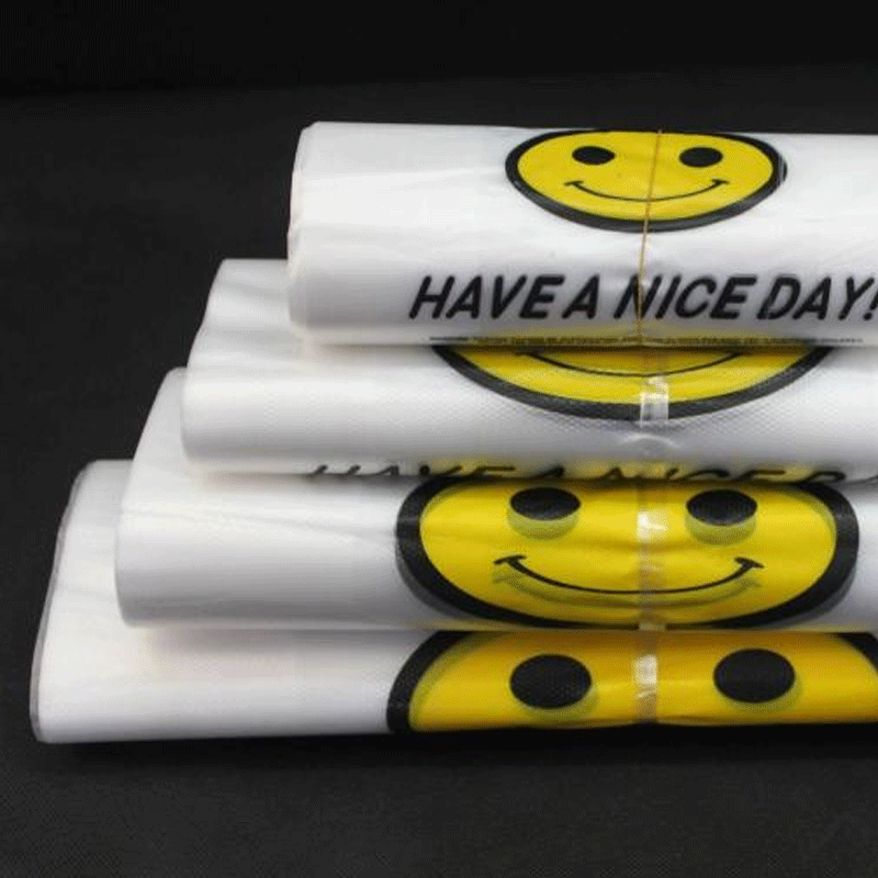笑脸透明塑料袋手提袋子食品袋购物外卖打包袋方便袋日用收纳用品收纳袋简约图片