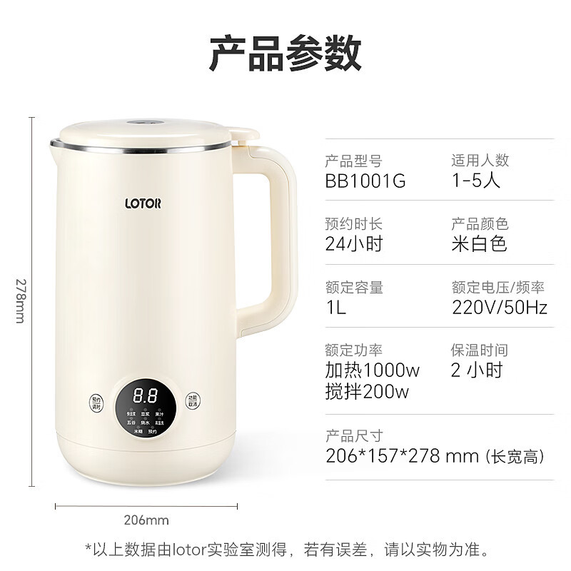 小浣熊 迷你豆浆机家用免洗破壁机预约定时小型全自动免洗免滤搅拌机316 BB1001G 1L高清大图