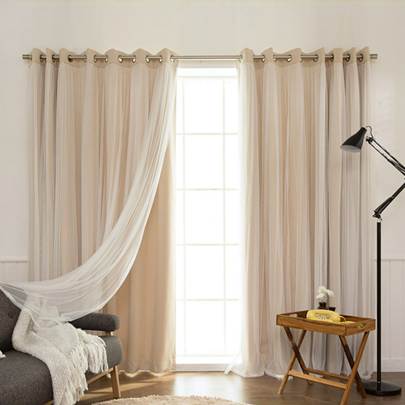 美帮汇全遮光蕾丝北欧布料公主风现代简约卧室飘窗定制窗帘成品 米色-丽莎 平铺宽3.5米*2.1挂钩1片