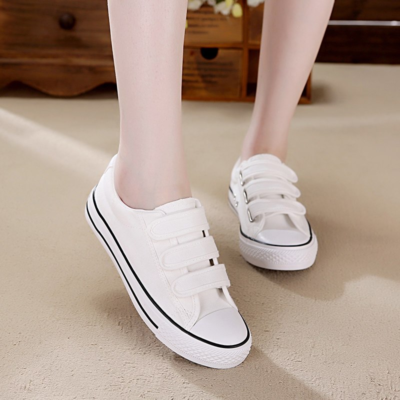 枫述春夏季新款帆布鞋女鞋低帮魔术贴女士休闲鞋学生简约百搭基本布鞋