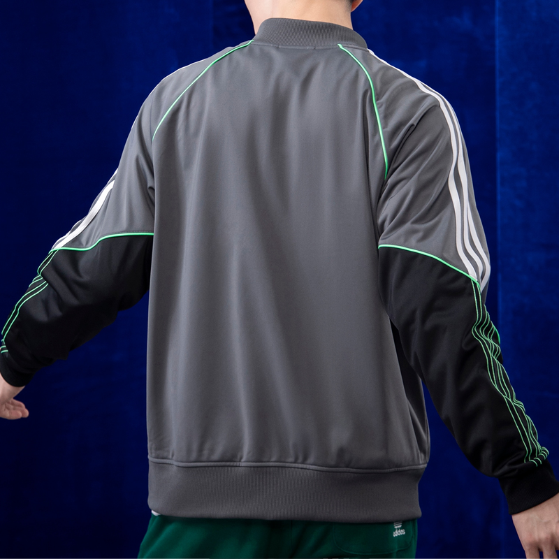 正品阿迪达斯adidasoriginals三叶草长袖运动夹克男款灰色hi3002