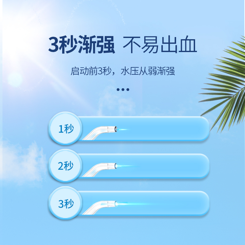 博皓超声波水瀑冲牙器便携式水牙线正畸家用旗舰店洁牙洗牙神器 5025pro釉蓝色