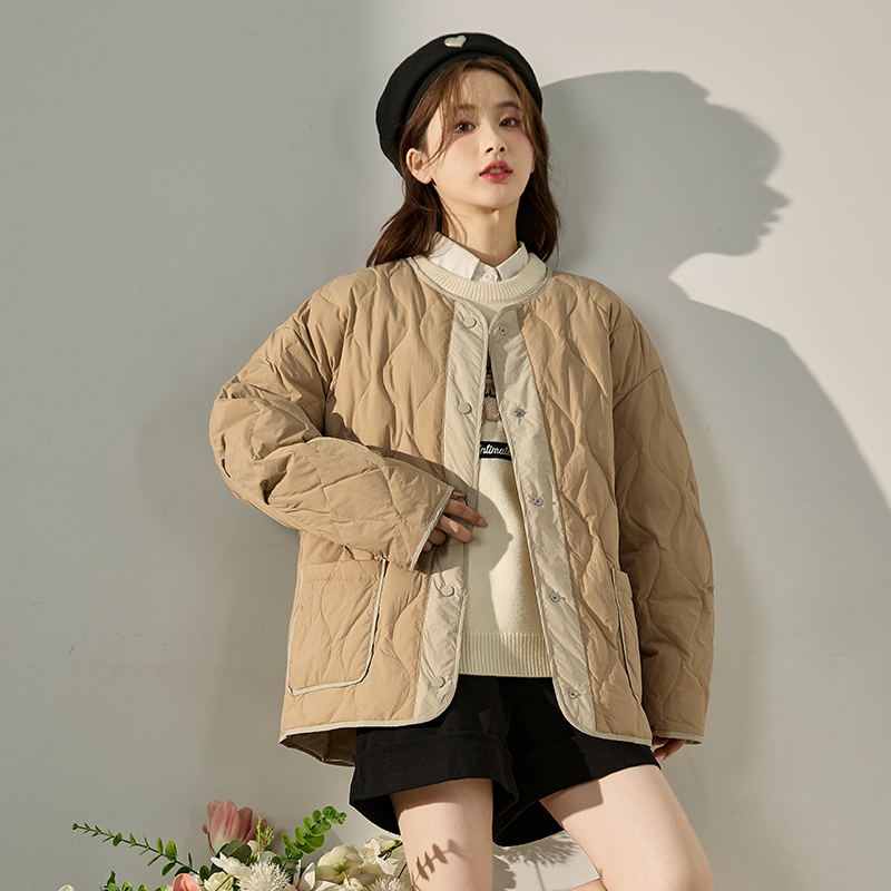 [直降价237元]唐狮冬季新款羽绒服女短款轻薄款鸭绒秋冬保暖美拉德外套K