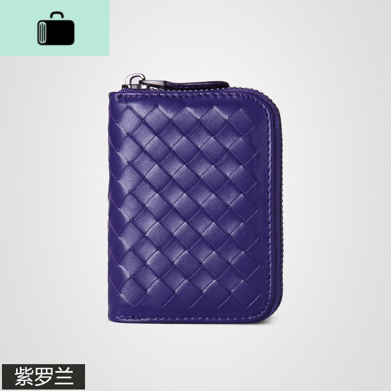卡包男真皮防盗刷男士编织大容量风琴位零钱包多卡位女卡片包NEWLAKE 紫罗兰（单拉12卡位）