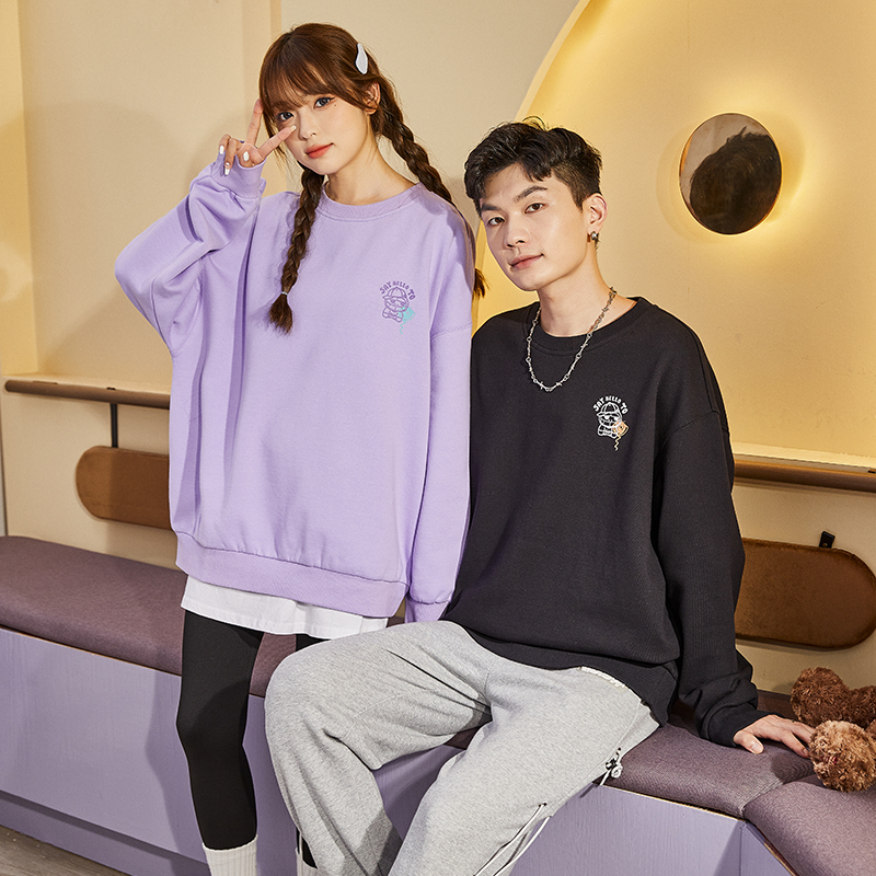 25折价107元还可叠券唐狮春秋新款情侣卫衣男女情侣装圆领宽松薄款