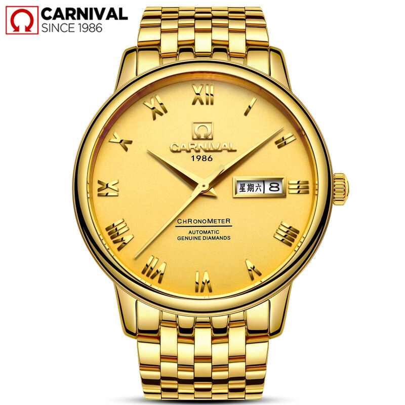 瑞士嘉年华Carnival男士新款手表全自动机械表 男简约防水双日历复古休闲商务薄款手表进口Miyota机芯腕表508G高清大图