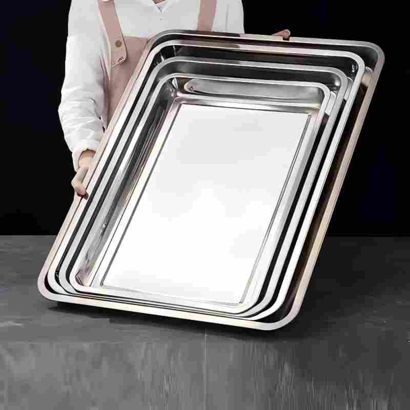 食品级不锈钢方盘托盘 40*30*2cm 0.4厚 1个高清大图
