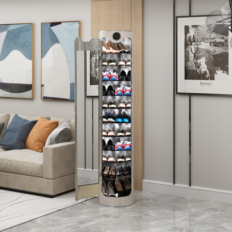 智能杀菌消毒360度旋转鞋柜家用门口高立式鞋架圆形圆柱简约现代