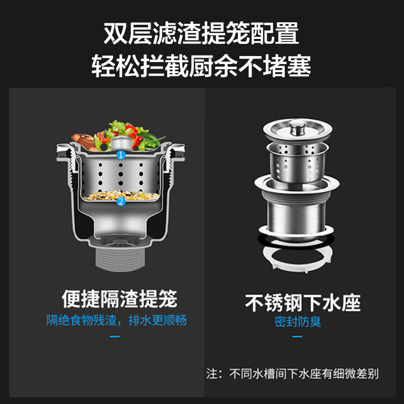 九牧(JOMOO)厨房手工槽水槽304不锈钢加厚大单槽套餐家用台上下洗菜盆洗碗池