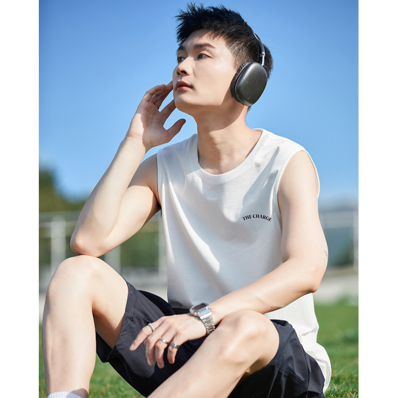 [1.5折价35元]唐狮男款无袖背心男后背大图案背心男士坎肩背心款背心男士