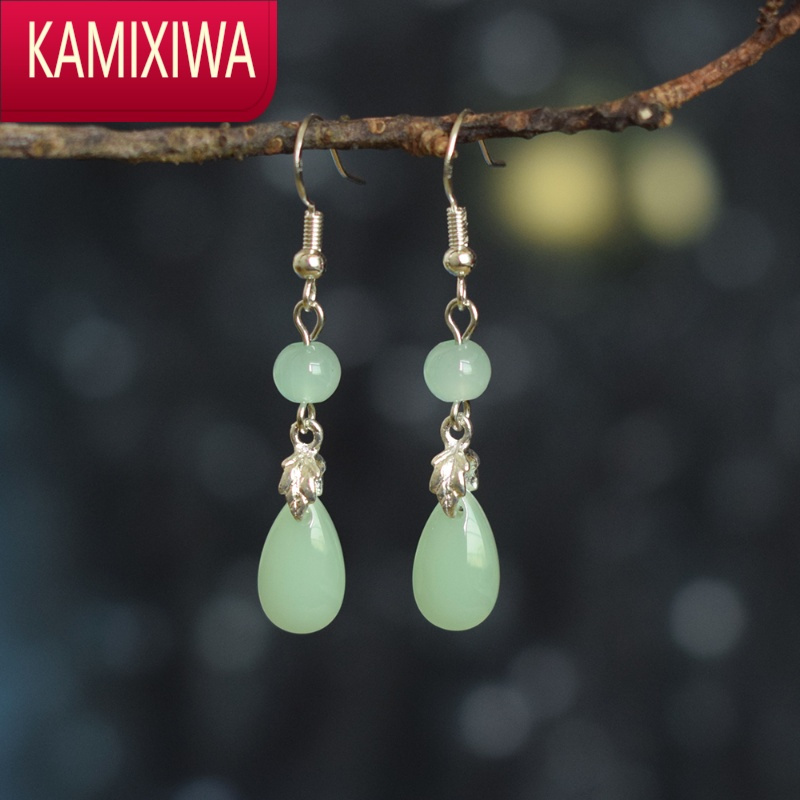 kamixiwa古风耳环琉璃水滴耳坠配旗袍复古气质民族风中国风耳饰女汉服