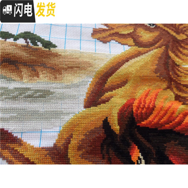 三维工匠十字绣成品手工马到成功八骏图八匹马客厅会议室挂画绣好的 画布尺寸200*75厘米高清大图