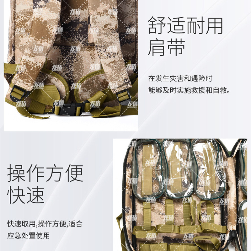 龙盾 卫生员背囊 野外急救背囊双肩急救包丛林荒漠水墨纹空包不含药品
