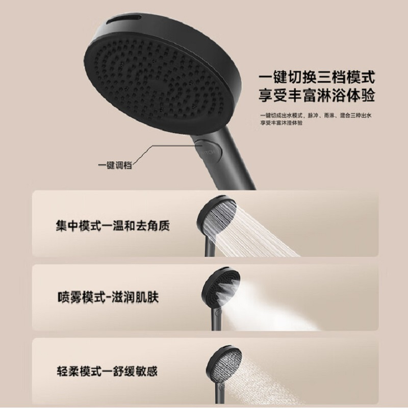 九牧(JOMOO)淋浴花洒全套装增压恒温软管喷头洗澡置物除垢钢琴按键控水 8100枪灰-温度数显+巨幕顶喷-顺丰高清大图