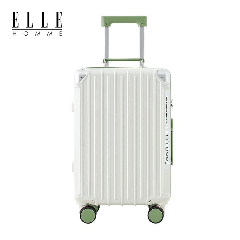 ELLE HOMME EH25302646 减震刹车轮防撞包角行李箱 26寸白绿色