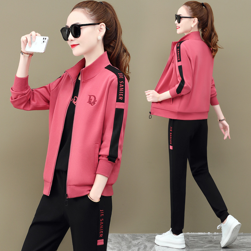 champion捍卫冠军休闲运动套装女春秋季时尚韩版新款女装立领卫衣外套