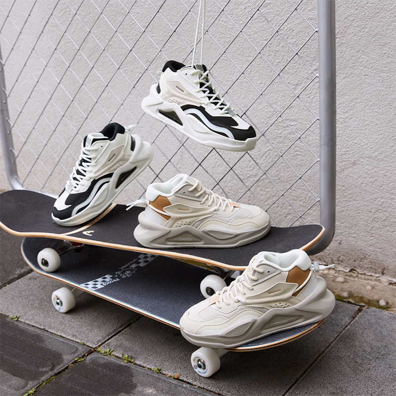 361°高帮女鞋运动鞋新款休闲鞋革面百搭鞋子板鞋女高清大图