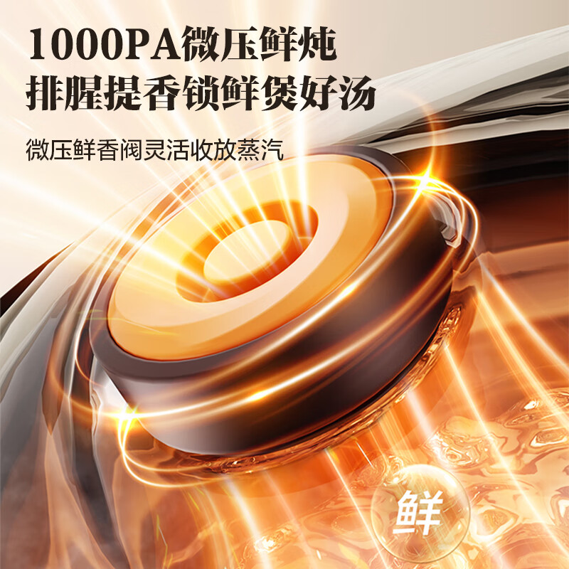 苏泊尔(SUPOR)电炖锅 电砂锅 煲汤锅4L家用多功能炖汤锅紫砂锅微压快炖煲汤专用锅可预约4-5人 DG40YC875高清大图