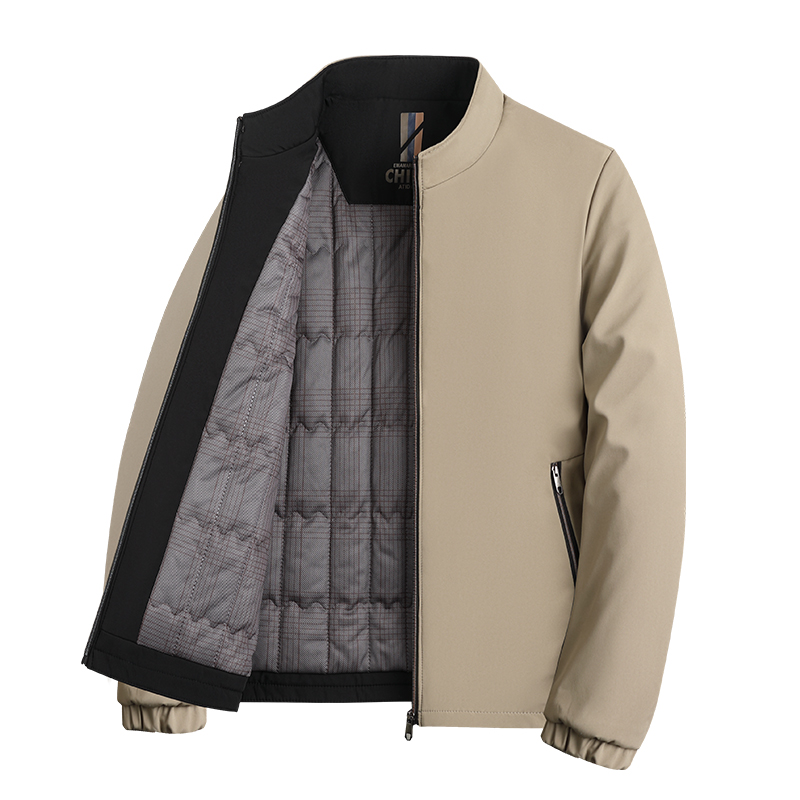 啄木鸟冬季男士新款行政夹克加绒夹棉爸爸装保暖冬季外套上衣服加高清大图