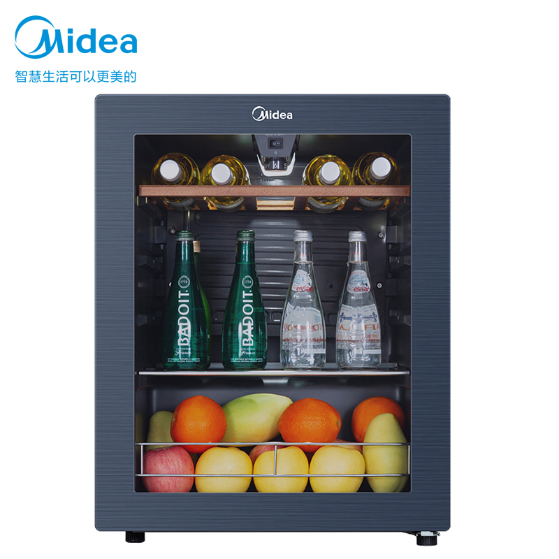 美的(Midea)66升 家用恒温红酒柜冰吧 冷藏雪茄酒柜 茶叶化妆品小型玻璃冰柜 JC-66GM