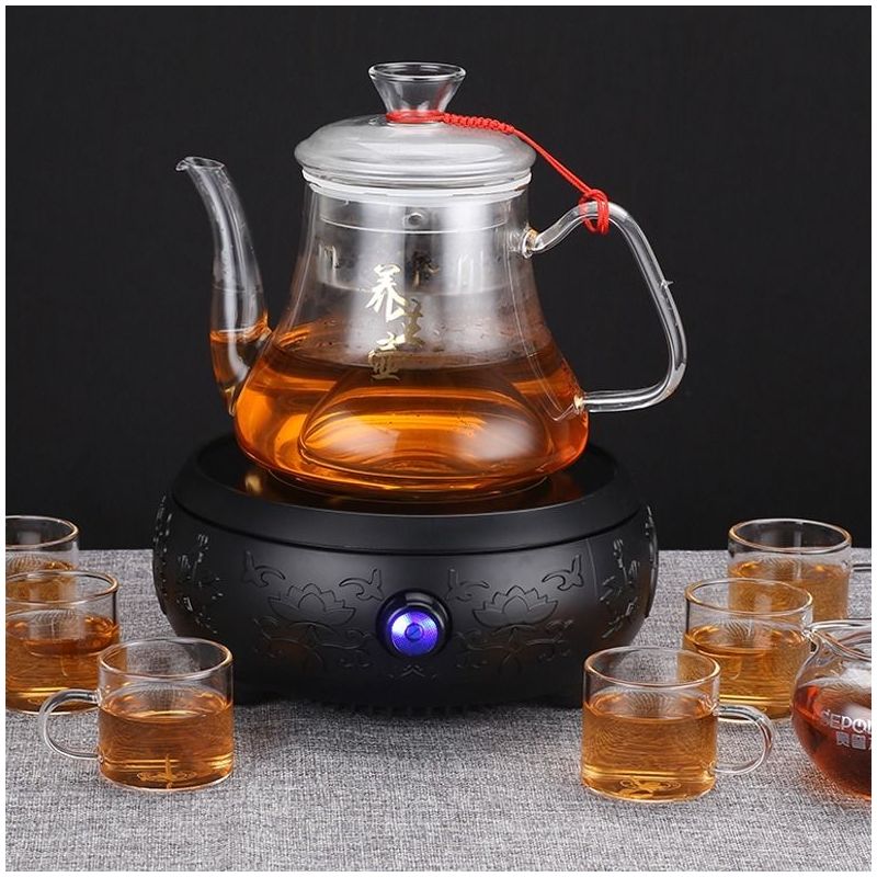 电陶炉茶炉 德国技术无辐射电陶炉家用静音泡茶炉迷你小型煮茶器O2|(复古棕)+侧把手煮茶壶