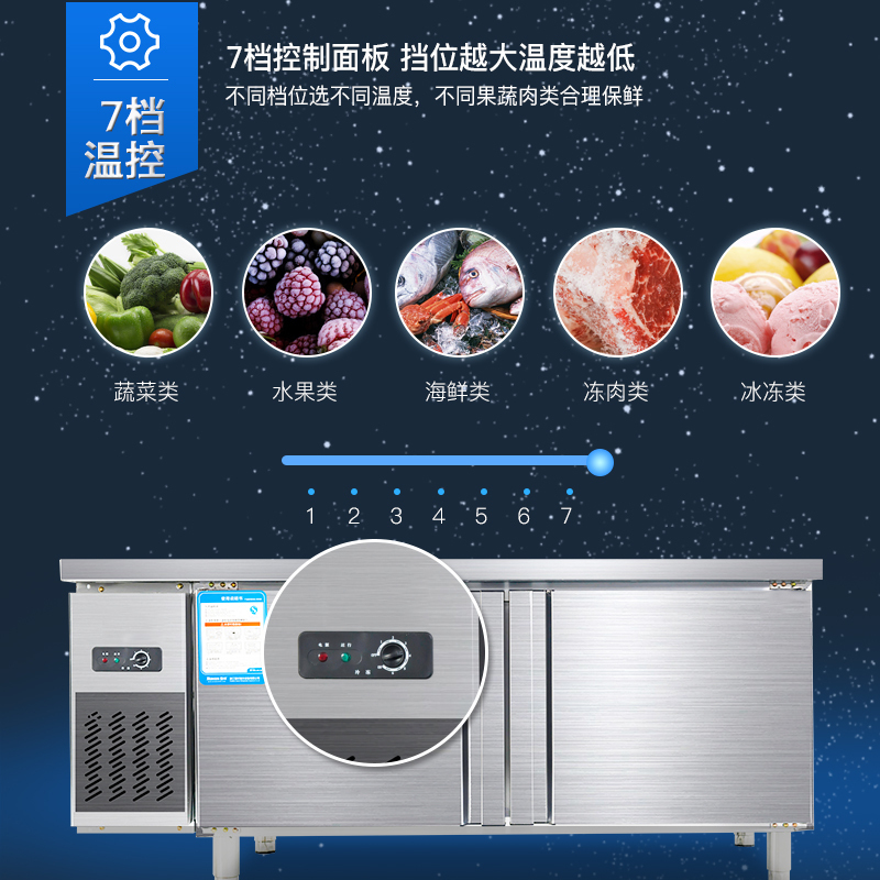 铭首(Minsow)PLD-12N2 1.2米全冷冻工作台 商用厨房柜 不锈钢奶茶设备 商用工作台