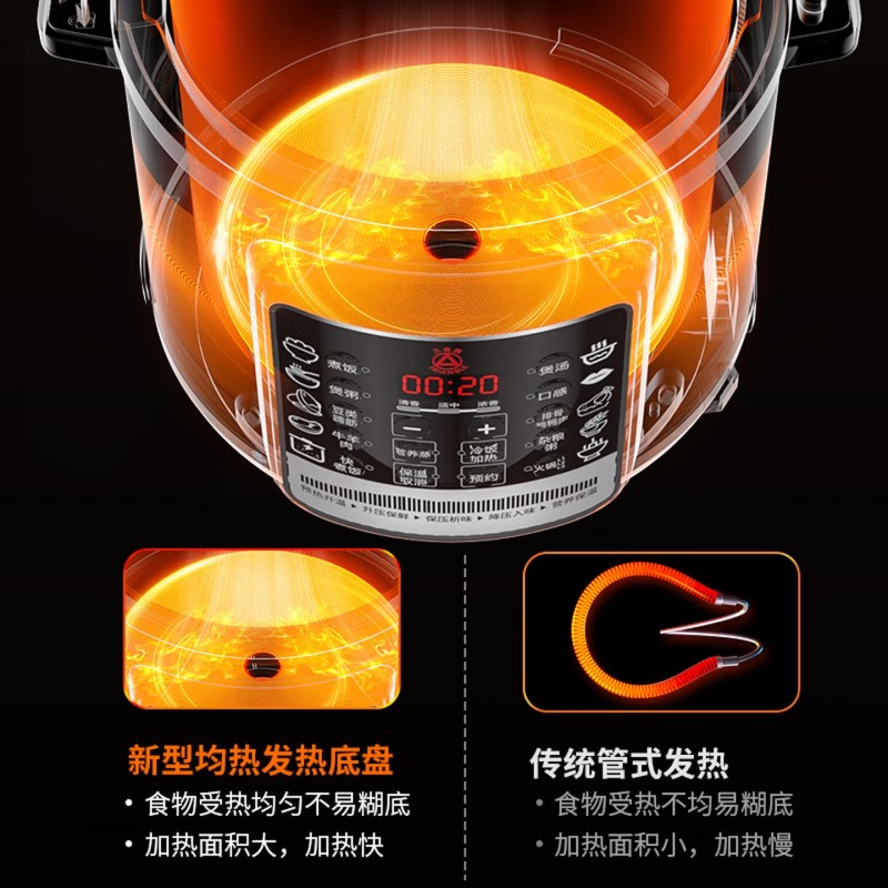 三角牌电压力锅X140C (3-4人)800W 灰色 4L高清大图