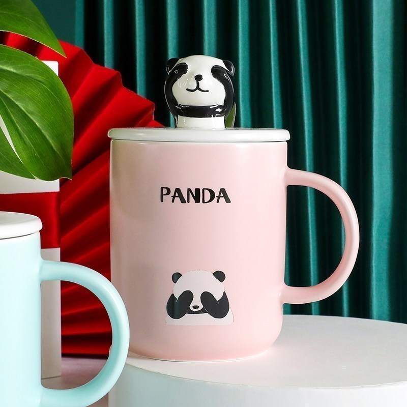 美帮汇马克杯带盖勺情侣杯一对韩版少女创意陶瓷牛奶杯喝水杯子高清大图