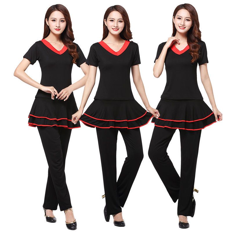 杨丽萍广场舞服装新款套装跳舞衣莫代尔运动舞蹈服分体三件套女