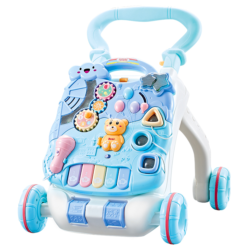 蓝 宝宝学步推车防侧翻婴儿学走路助步6-18个月9学步车手推车玩具岁 