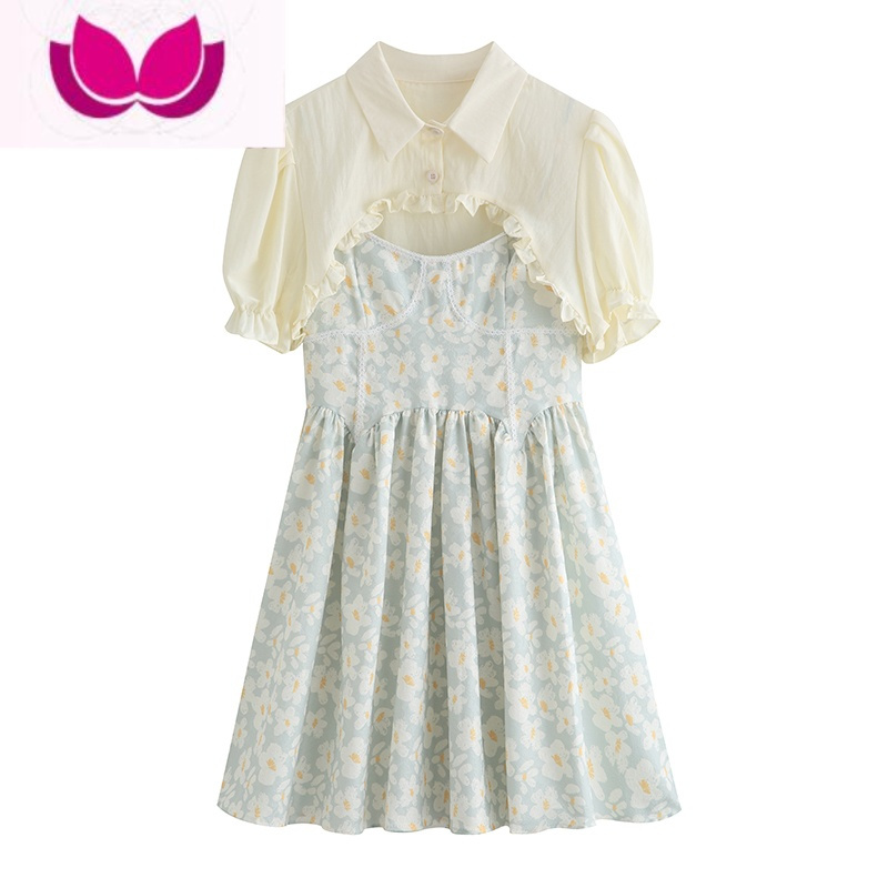 七斓碎花吊带裙甜美套装裙套女夏季2023新款奶系穿搭小个子连衣裙