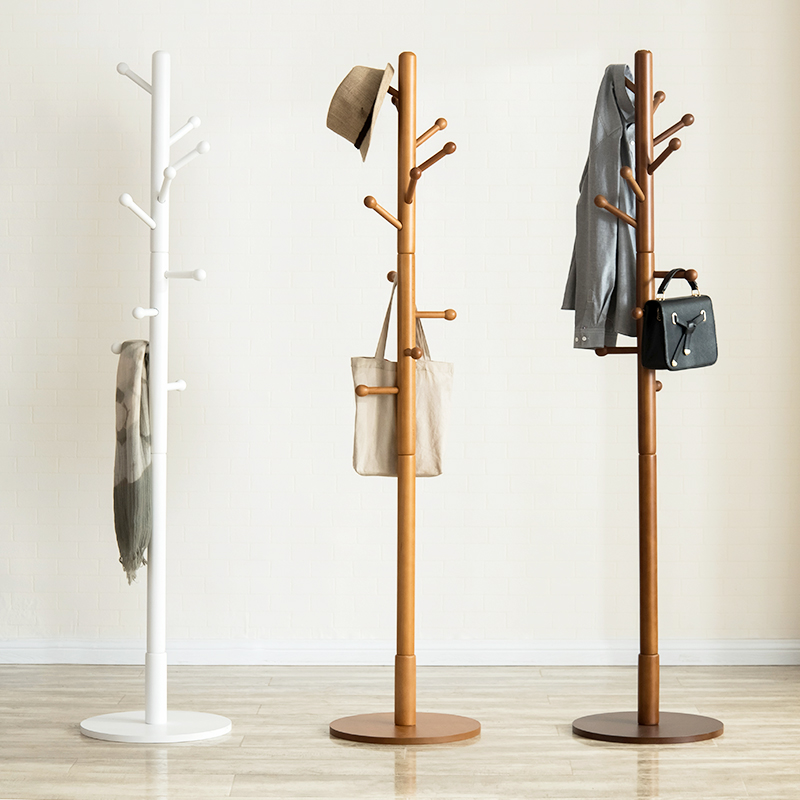 越茂实木衣帽架落地衣架卧室衣服架简易单杆式客厅门厅创意挂衣架高清大图