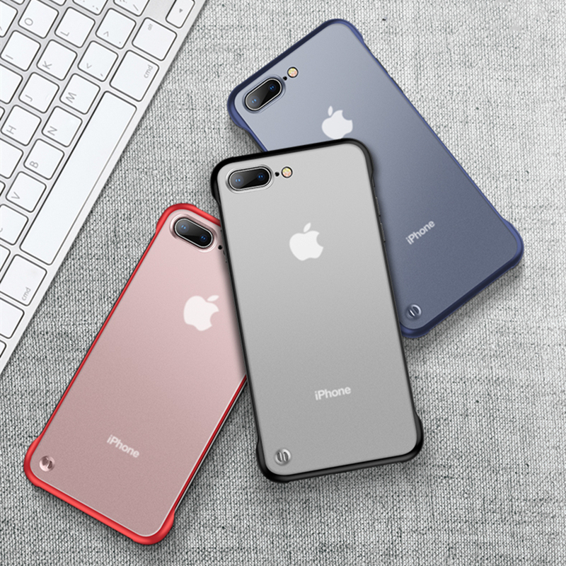 适用苹果iPhoneSE2/8/8p/7/7p/6/6sp磨砂保护壳苹果7Plus透明防摔细边网红手机壳