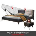 北欧实木布艺床现代简约科技布双人床1.51.8米轻奢软包床卧室家_613_560 祼床+1个床头柜+椰棕床垫1800mm*2000mm整装式架