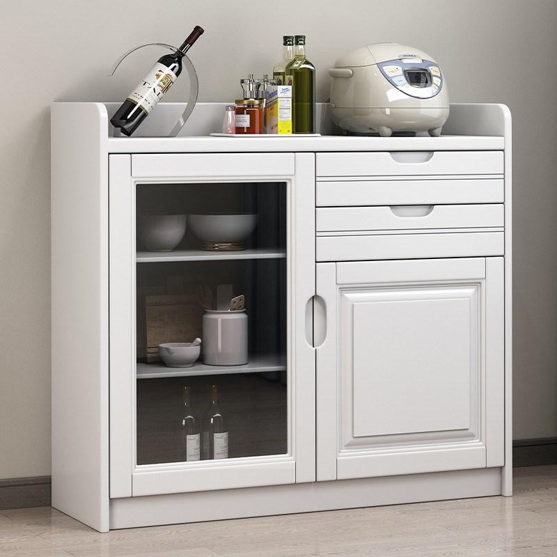 青木川 实木餐边柜酒柜一体餐厅客厅家用办公室茶叶柜一米小型迷你角柜边柜1米立柜收纳储物柜落地茶水柜高清大图