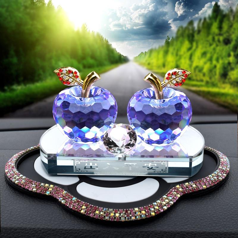 敬平汽车水晶苹果香水座创意车载车上装饰漂亮车内饰品摆件 平安紫色