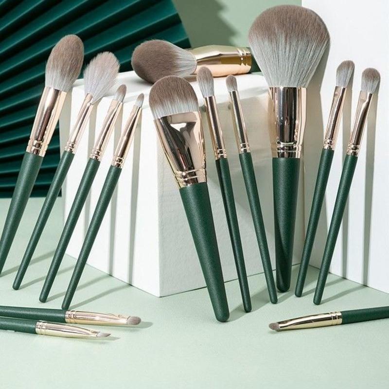 14支绿云化妆刷标记贴无刷包绿云14支化妆刷套装全套刷沧州散粉刷粉底