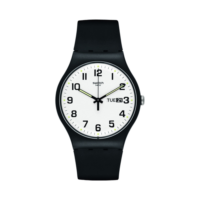 Swatch斯沃琪瑞士手表男士女士手表夜光纯黑休闲运动时尚石英腕表