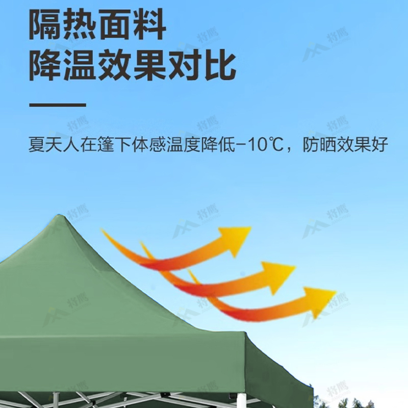 将鹰 野外帐篷户外遮阳棚 折叠帐篷雨棚遮雨防雨遮阳棚遮阳篷/雨篷/车篷/广告篷(绿色)2*2m JY-111S-ZP01高清大图