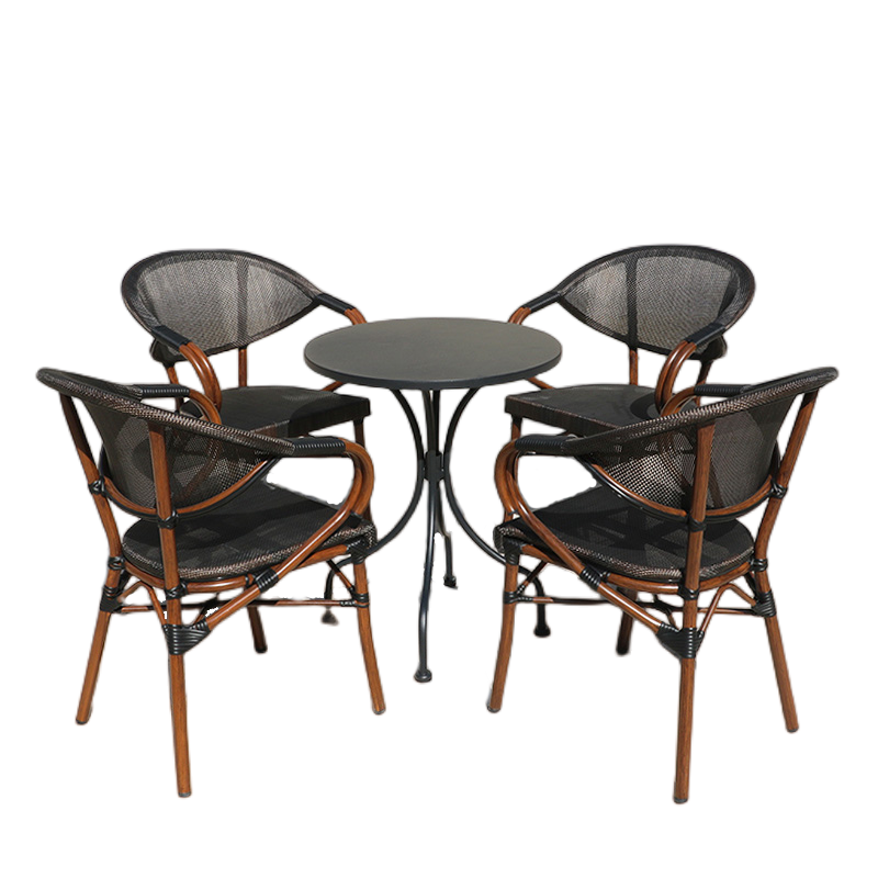 60mm方桌四椅 户外桌椅庭院露台阳台藤椅三件套露天花园小桌椅室外奶茶店休闲椅