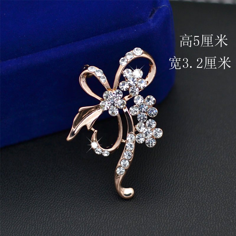 简约百搭满钻蝴蝶结胸针女韩国高档时尚开衫毛衣外套胸花别针饰品送女朋友七夕情人节礼物