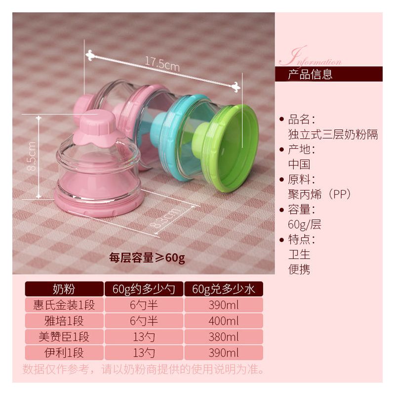 奶粉盒便携外出独立分装盒大容量婴儿奶粉储存盒奶粉格密封奶粉罐|3格装送（1格+感温勺）+辅食盒