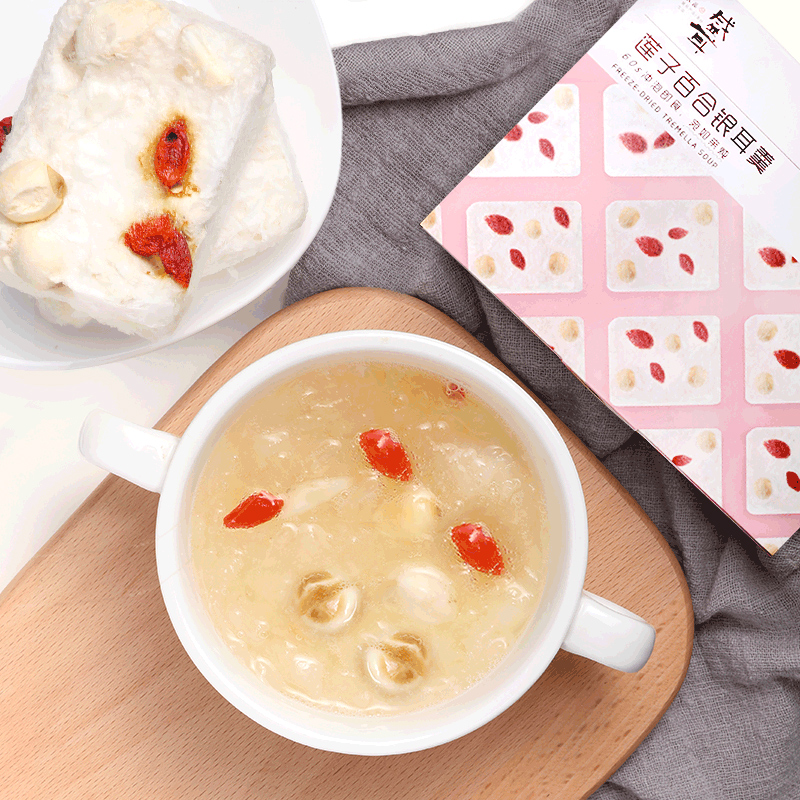 盛耳 冻干免煮莲子百合银耳羹6包90g冲泡即食速食代餐冻干莲子百合银耳汤干货高清大图