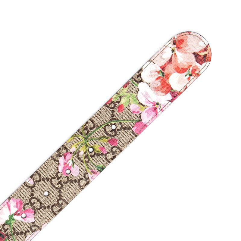 [海外直邮]GUCCI 古驰女士皮带Blooms天竺葵印花女士腰带金扣370543 KU2IG 8693