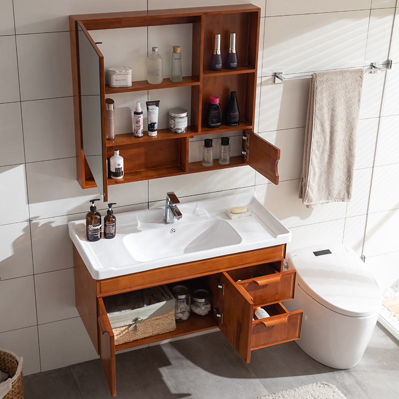 橡木浴室柜组合实木卫生间闪电客吊柜洗脸盆柜洗手洗面盆洗漱台现代