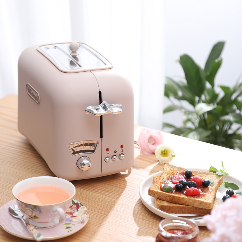 德龙（Delonghi）花园系列电水壶早餐2件组合套装（芍药粉）新年礼物春节送礼意式复古家用办公室厨房烧水烤面包组合套装
