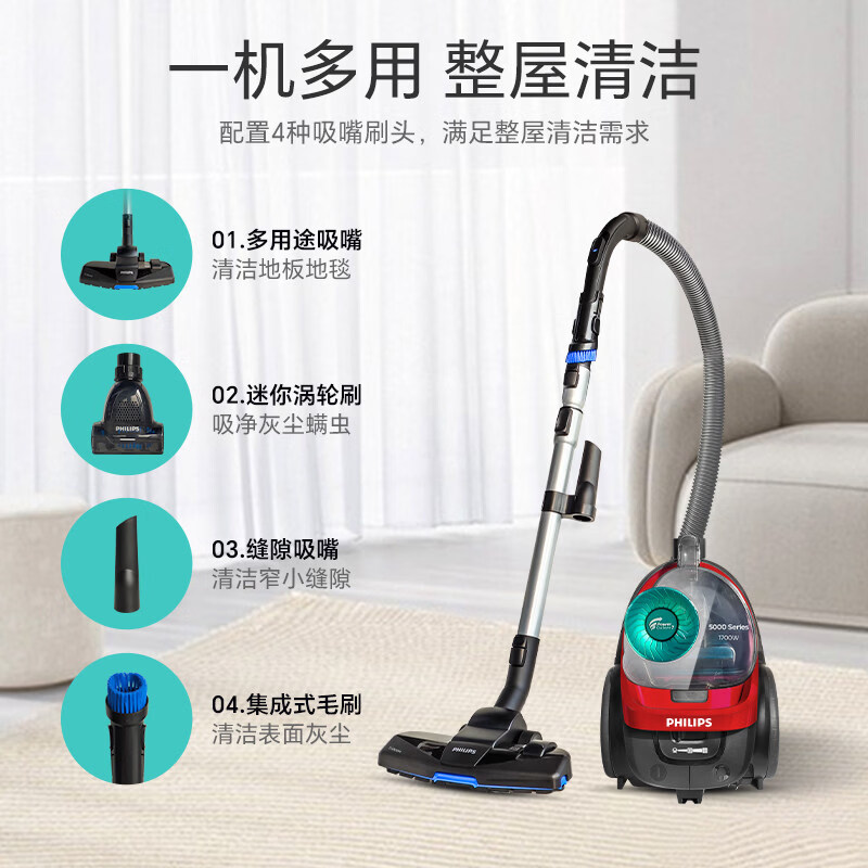 飞利浦 吸尘器FC9735 滤网+滤棉[自带除螨刷]遥控手柄高清大图